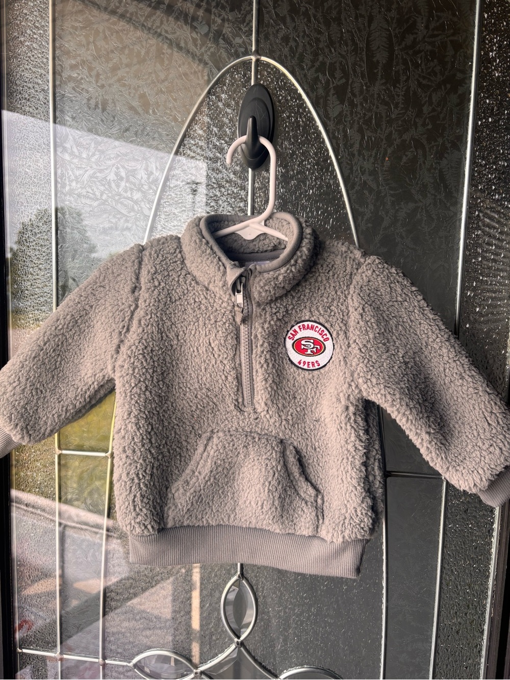 San Francisco 49ers 12M baby Gray Sherpa Half-Zip Pullover